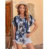 imageZeagoo Womens Hawaiian Button Down Shirts Casual Short Sleeve Floral Tropical Print Summer Blouse Tunic TopZr220