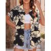 imageZeagoo Womens Hawaiian Button Down Shirts Casual Short Sleeve Floral Tropical Print Summer Blouse Tunic TopZw29