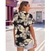 imageZeagoo Womens Hawaiian Button Down Shirts Casual Short Sleeve Floral Tropical Print Summer Blouse Tunic TopZw29
