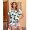 imageZeagoo Womens Hawaiian Button Down Shirts Casual Short Sleeve Floral Tropical Print Summer Blouse Tunic TopZw34