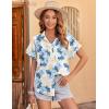 imageZeagoo Womens Hawaiian Button Down Shirts Casual Short Sleeve Floral Tropical Print Summer Blouse Tunic TopZw37