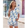 imageZeagoo Womens Hawaiian Button Down Shirts Casual Short Sleeve Floral Tropical Print Summer Blouse Tunic TopZw37