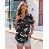 imageZeagoo Womens Hawaiian Button Down Shirts Casual Short Sleeve Floral Tropical Print Summer Blouse Tunic TopZw577
