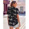 imageZeagoo Womens Hawaiian Button Down Shirts Casual Short Sleeve Floral Tropical Print Summer Blouse Tunic TopZw577