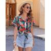imageZeagoo Womens Hawaiian Button Down Shirts Casual Short Sleeve Floral Tropical Print Summer Blouse Tunic TopZw9