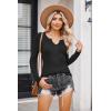 imageZeagoo Womens Long Sleeve Shirts VNeck Slim Fitted Knit Top Stretch Ribbed Basic Tee Casual Y2k Going Out TShirt01black