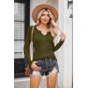 imageZeagoo Womens Long Sleeve Shirts VNeck Slim Fitted Knit Top Stretch Ribbed Basic Tee Casual Y2k Going Out TShirtArmy Green