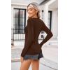 imageZeagoo Womens Long Sleeve Shirts VNeck Slim Fitted Knit Top Stretch Ribbed Basic Tee Casual Y2k Going Out TShirtBrown