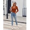 imageZeagoo Womens Long Sleeve Shirts VNeck Slim Fitted Knit Top Stretch Ribbed Basic Tee Casual Y2k Going Out TShirtCaramel