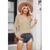imageZeagoo Womens Long Sleeve Shirts VNeck Slim Fitted Knit Top Stretch Ribbed Basic Tee Casual Y2k Going Out TShirtCoffee