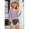 imageZeagoo Womens Long Sleeve Shirts VNeck Slim Fitted Knit Top Stretch Ribbed Basic Tee Casual Y2k Going Out TShirtPurple