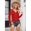 imageZeagoo Womens Long Sleeve Shirts VNeck Slim Fitted Knit Top Stretch Ribbed Basic Tee Casual Y2k Going Out TShirtRed