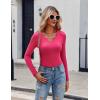 imageZeagoo Womens Long Sleeve Shirts VNeck Slim Fitted Knit Top Stretch Ribbed Basic Tee Casual Y2k Going Out TShirtRose Red