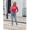 imageZeagoo Womens Long Sleeve Shirts VNeck Slim Fitted Knit Top Stretch Ribbed Basic Tee Casual Y2k Going Out TShirtRose Red