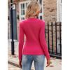 imageZeagoo Womens Long Sleeve Shirts VNeck Slim Fitted Knit Top Stretch Ribbed Basic Tee Casual Y2k Going Out TShirtRose Red