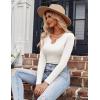 imageZeagoo Womens Long Sleeve Shirts VNeck Slim Fitted Knit Top Stretch Ribbed Basic Tee Casual Y2k Going Out TShirtWhite