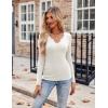 imageZeagoo Womens Long Sleeve Shirts VNeck Slim Fitted Knit Top Stretch Ribbed Basic Tee Casual Y2k Going Out TShirtWhite