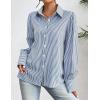 imageZeagoo Womens Shirts Button Down Printed Lantern Long Sleeve Blouse Fashion Casual Tops 20251blue Stripe