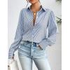 imageZeagoo Womens Shirts Button Down Printed Lantern Long Sleeve Blouse Fashion Casual Tops 20251blue Stripe