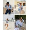 imageZeagoo Womens Shirts Button Down Printed Lantern Long Sleeve Blouse Fashion Casual Tops 20251blue Stripe