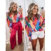 imageZeagoo Womens Shirts Button Down Printed Lantern Long Sleeve Blouse Fashion Casual Tops 2025A B1 Multicolor
