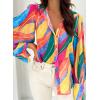 imageZeagoo Womens Shirts Button Down Printed Lantern Long Sleeve Blouse Fashion Casual Tops 2025A B1 Multicolor
