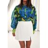 imageZeagoo Womens Shirts Button Down Printed Lantern Long Sleeve Blouse Fashion Casual Tops 2025B Blue Paradise