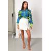 imageZeagoo Womens Shirts Button Down Printed Lantern Long Sleeve Blouse Fashion Casual Tops 2025B Blue Paradise