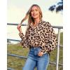 imageZeagoo Womens Shirts Button Down Printed Lantern Long Sleeve Blouse Fashion Casual Tops 2025B Leopard