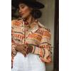 imageZeagoo Womens Shirts Button Down Printed Lantern Long Sleeve Blouse Fashion Casual Tops 2025B Phoenix Sand