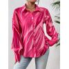 imageZeagoo Womens Shirts Button Down Printed Lantern Long Sleeve Blouse Fashion Casual Tops 2025B Pink Rowena