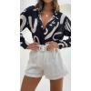 imageZeagoo Womens Shirts Button Down Printed Lantern Long Sleeve Blouse Fashion Casual Tops 2025B York Black