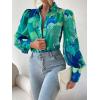 imageZeagoo Womens Shirts Button Down Printed Lantern Long Sleeve Blouse Fashion Casual Tops 2025B2 Blue Paradise