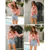 imageZeagoo Womens Shirts Button Down Printed Lantern Long Sleeve Blouse Fashion Casual Tops 2025B2 Orange Floral