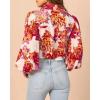 imageZeagoo Womens Shirts Button Down Printed Lantern Long Sleeve Blouse Fashion Casual Tops 2025B2 Orange Floral