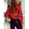 imageZeagoo Womens Shirts Button Down Printed Lantern Long Sleeve Blouse Fashion Casual Tops 2025B2 Stelani Red