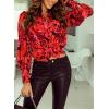 imageZeagoo Womens Shirts Button Down Printed Lantern Long Sleeve Blouse Fashion Casual Tops 2025B2 Stelani Red