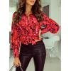 imageZeagoo Womens Shirts Button Down Printed Lantern Long Sleeve Blouse Fashion Casual Tops 2025B2 Stelani Red