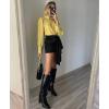 imageZeagoo Womens Shirts Button Down Printed Lantern Long Sleeve Blouse Fashion Casual Tops 2025B2 Yellow Rowena