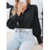 imageZeagoo Womens Shirts Button Down Printed Lantern Long Sleeve Blouse Fashion Casual Tops 2025C Black