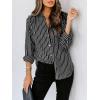 imageZeagoo Womens Shirts Button Down Printed Lantern Long Sleeve Blouse Fashion Casual Tops 2025C Navy Blue Stripe