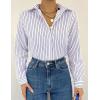imageZeagoo Womens Shirts Button Down Printed Lantern Long Sleeve Blouse Fashion Casual Tops 2025C Purple Stripe