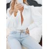 imageZeagoo Womens Shirts Button Down Printed Lantern Long Sleeve Blouse Fashion Casual Tops 2025C White