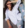 imageZeagoo Womens Shirts Button Down Printed Lantern Long Sleeve Blouse Fashion Casual Tops 2025C1 Blue Stripe