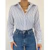 imageZeagoo Womens Shirts Button Down Printed Lantern Long Sleeve Blouse Fashion Casual Tops 2025C1 Blue Stripe