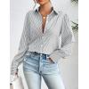 imageZeagoo Womens Shirts Button Down Printed Lantern Long Sleeve Blouse Fashion Casual Tops 2025D Stripe Grey