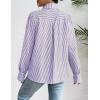 imageZeagoo Womens Shirts Button Down Printed Lantern Long Sleeve Blouse Fashion Casual Tops 2025D Stripe Purple