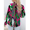 imageZeagoo Womens Shirts Button Down Printed Lantern Long Sleeve Blouse Fashion Casual Tops 2025Green Painting
