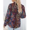 imageZeagoo Womens Shirts Button Down Printed Lantern Long Sleeve Blouse Fashion Casual Tops 2025Multi Brown