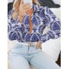 imageZeagoo Womens Shirts Button Down Printed Lantern Long Sleeve Blouse Fashion Casual Tops 2025Multi Dark Blue